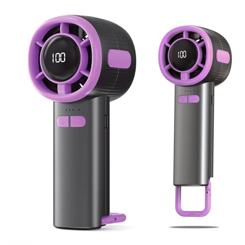 Verilux® USB Handheld USB Fan Stepless Airflow Adjsutable with Digital Display High Speed Cooling Fan Rechargeable Outdoor Portable Pocket Fan with Loop Buckle, for Hiking, Travel, Commuting Verilux® USB Handheld USB Fan Stepless Airflow Adjsutable with Digital Display High Speed Cooling Fan Rechargeable Outdoor Portable Pocket Fan with Loop Buckle, for Hiking, Travel, Commuting